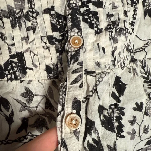 Anthropologie Black Floral Print Blouse - Picture 2 of 7